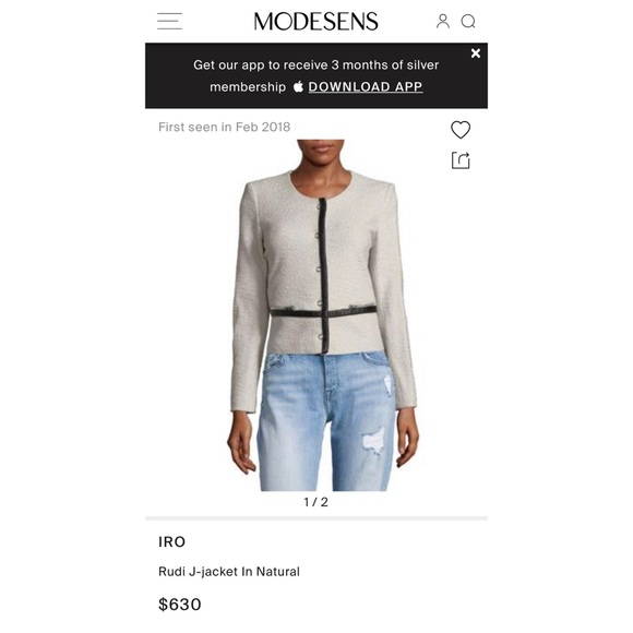 IRO Tweed Boucle Jacket in Natural with Leather Trim FR 38 US 6 - Picture 4 of 10